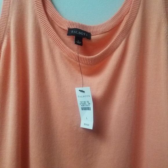 Talbots Peach Sleeveless Sweater Shell Tank Large - Picture 3 of 4